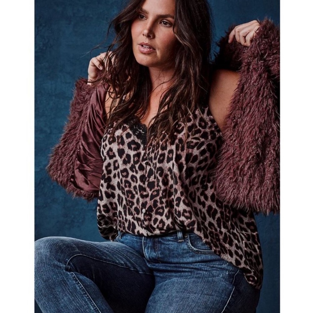 Torrid Size 2X 18-20 Leopard & Black Lace Button Cami
